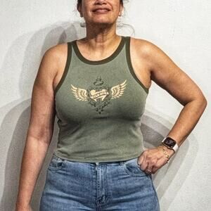 Forever 21 Green Wild Child Tank Top Sz M